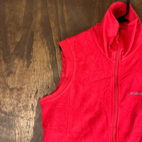 Columbia Womens Vest Jacket Red Fleece Zipped Pockets Full Zip Stretch XL - Picture 4 of 12